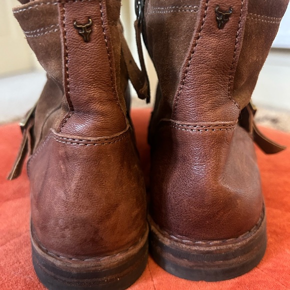 H.S. Trask suede leather Ankle Boots booties Slouchy Design Buckle harness 10 - Picture 7 of 9